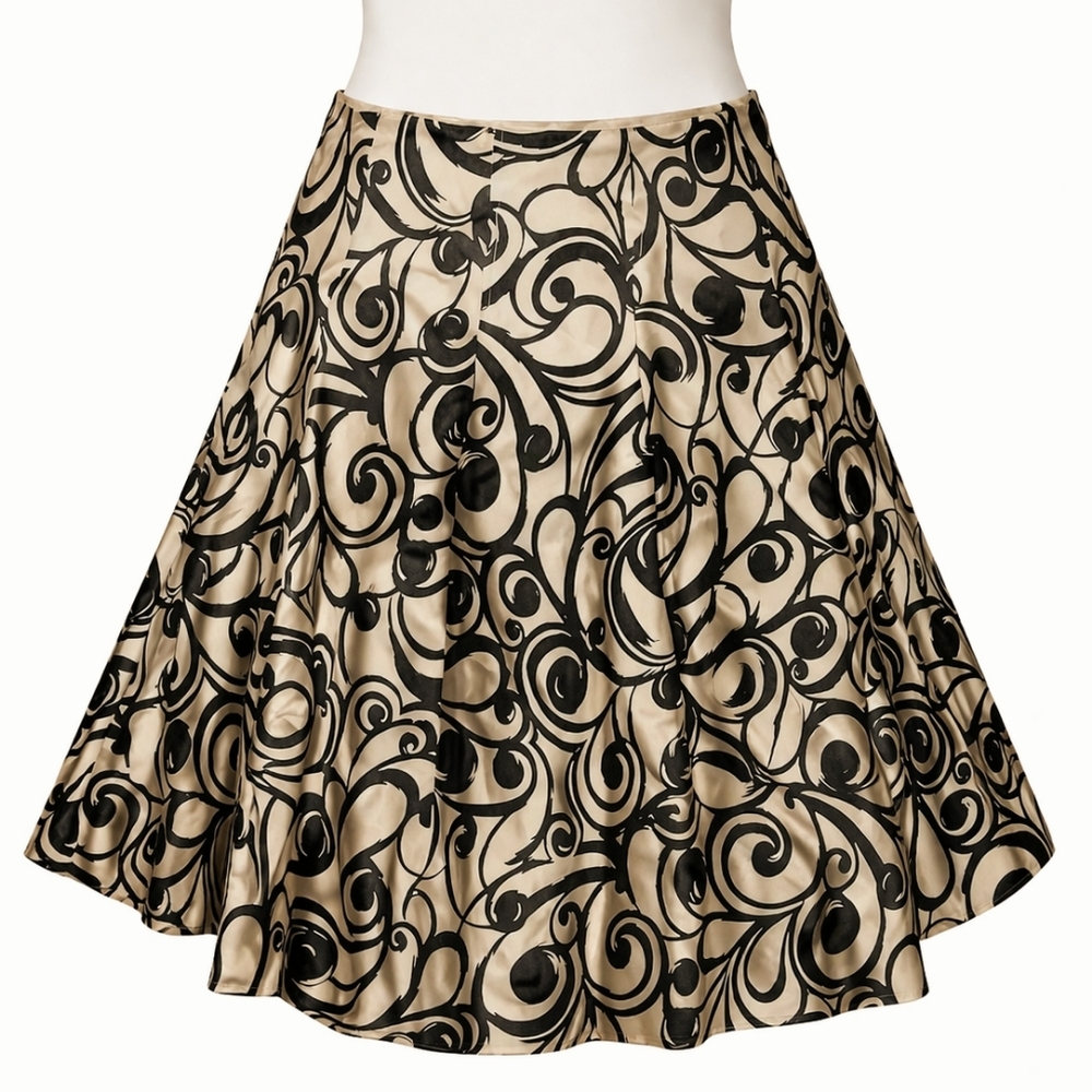 VTG 18 Y2K Pure Silk Talbots A-line Baroque Scroll Print Quiet Luxery Classic